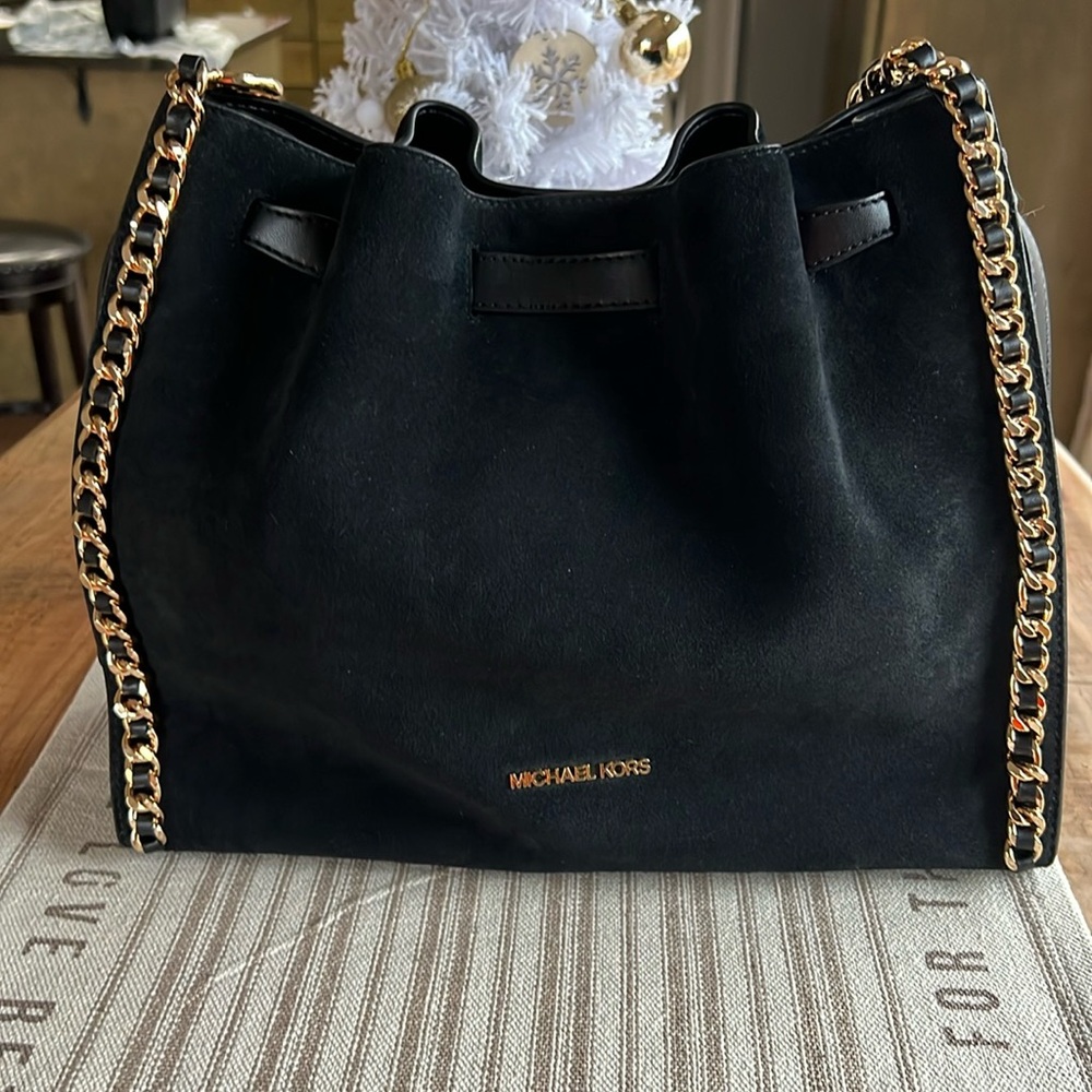 Large Michael Kors Mina Suede
Chain Shoulder Bag